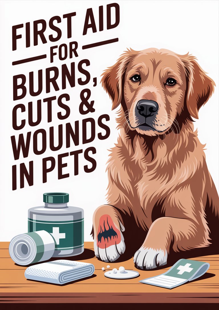 pet bleeding emergency, pet burn care, pet cut first aid, treating pet injuries